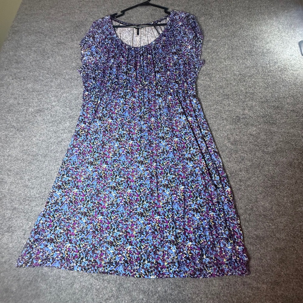 Daisy Fuentes Petites Blue Floral Empire Waist Sleeveless Dress PL SUZYIT